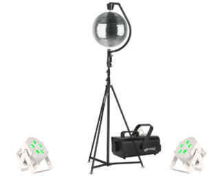 Lichtset C - LED Scheinwerfer u. Discokugel Spiegelkugel Lichtanlage Lichttechnik Licht Partybeleuchtung Nebelmaschine
